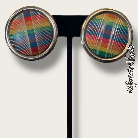 Bundle Sale 3 for $15 | Colorful Round Metal Earrings - Picture 1 of 9